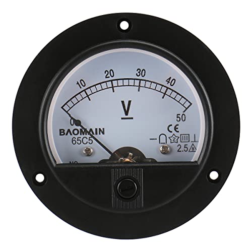 Baomain 50V DC Kerek Voltmérő Feszültség Mérő 65C5 Mérő Analóg Panel Osztály 2.5 CE