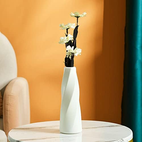 Decor Váza Virág, Fű Haza Műanyag Dísz Virág-Kerámia-Utánzat Minta Asztali Dísz Tudomány Szobor (Fehér, Egy Méret)