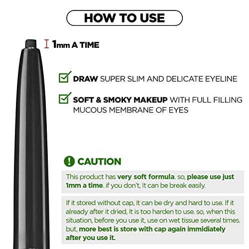 THESAEM Eco Lélek Powerproof Super Slim Szemceruza - Folt Bizonyíték Gel Eyeliner - Micro Precíziós Tipp (2mm) - Erősen Pigmentált