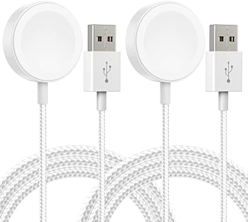 2-Pack Nylon Zsinór Kábel Apple Órát Töltő 6.6 ft/2m, iWatch Mágneses Gyors Töltő Kábel Apple Órát Töltő Sorozat 8/7/6/5/4/3/2/1/SE