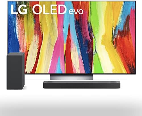 LG 65-hüvelykes Osztály OLED evo C2 Sorozat 4K Smart TV Alexa Beépített OLED65C2PUA S75Q 3.1.2 ch Hang sáv w/Dolby Atmos DTS:X, Hi-Res Audio,