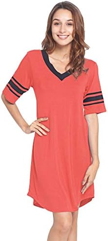 Andongnywell Női V-Nyakú Szabadidő viselnek Rövid Ujjú Hálóing Aludni Hálóing Loungewear Pizsama Ruha