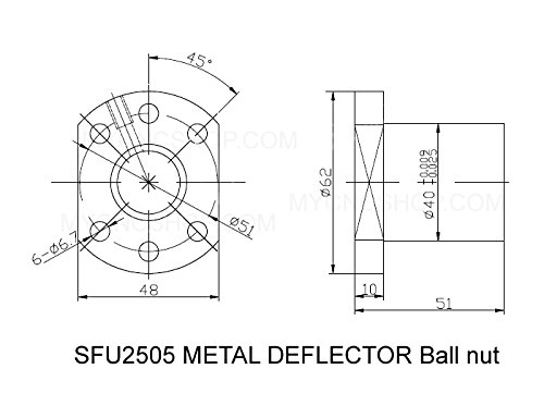 TTT Dia.25mm 2505 ballscrew CNC Alkatrész Készletek = SFU2505 - L800 mm + Fém Deflektor Ballscrew anya + FK20 FF20 nd Támogatás +