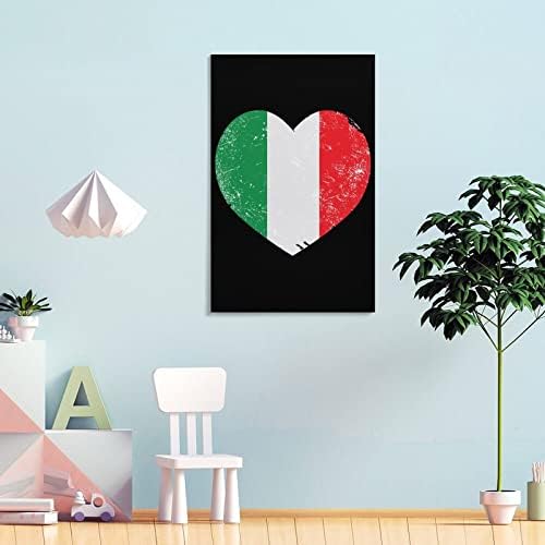 Olaszország Szívében Retro Zászló Nyomtatott Festmény Wall Art Függőleges Lóg Mű Modern Képet Haza Hálószoba Dekoráció