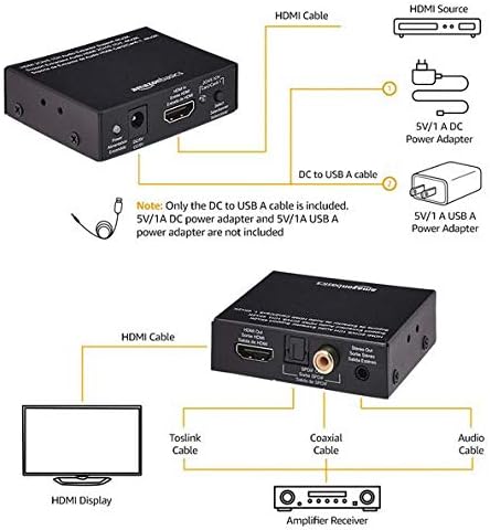 Alapokat 4K HDMI-HDMI, Audio (RCA Sztereó vagy Spdif) Extractor Átalakító (Támogatja az Apple TV, Tűz, TV-vel, valamint a Blue-Ray lejátszó)
