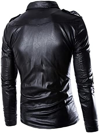 Bőr Motoros Kabát Férfi Ál PU Bőr Hajtóka Moto Kabát Vintage Aszimmetrikus Zip Fel Öv Motoros Kabát (Fekete,Nagy)