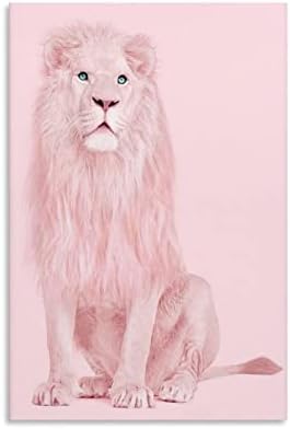 Art Pink Oroszlán Nyomtatás Retro Absztrakt Festmény Szoba Esztétikai Művészeti Poszter Nappali, Társalgó Tornácon D Vászon Festmény,
