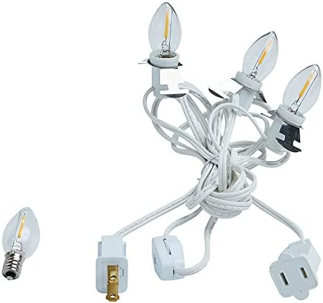 AFK-Tech Három Izzó chainable LED Tartozék Kábel – 10ft Kábel Három (3) c7/e12 Gyertyatartót LED Izzók illetve Klipek - Karácsonyi Falu,