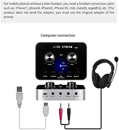 WDBBY X7 Audio Mixer Külső hangkártya Fülhallgató Mikrofon Adás Élő Adás Hangját Váltó Számítógép, Okos Telefon, Tablet