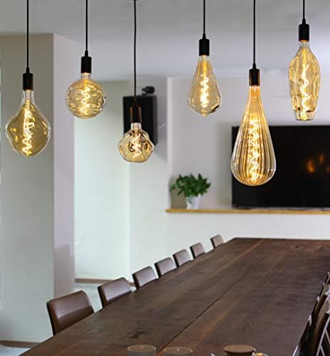 Nagyméretű Dekoratív LED Izzó, Vintage Spirál Végtelen Edison Lámpa Meleg Sárga Szabályozható 120V/6W, Arany, Üveg, E26 Dekor Lámpa 2200K