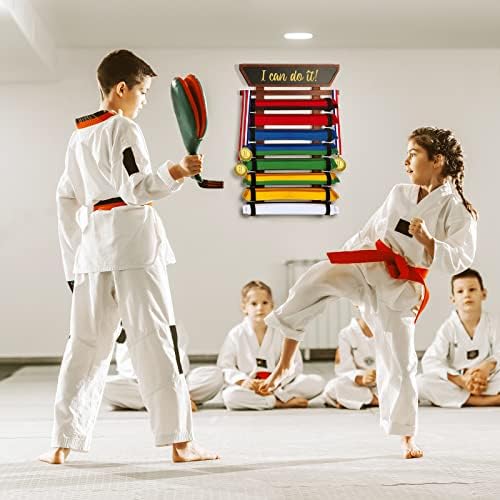 TIPSYTREE Karate Öv Kijelző Rack a Handwritable Tábla, 8 Taekwondo Öv Kijelző Rack a DIY Testület，Testreszabás Taekwondo Öv Kijelző Gyerekeknek,