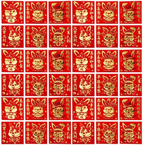 ABOOFAN 66pcs Kínai Új Év Pénzt Borítékok 2023 Év A Nyúl Hong Bao Kínai Zodiákus Red Csomagok Szerencsés Pénzt Red Csomagok Dombornyomott