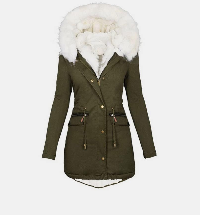 Plus Size Téli Kabátok Női,2022 Fleece Bélelt Parka Kabát Divat Alkalmi Hosszú Ujjú Meleg, Homályos Zip kapucnis felső