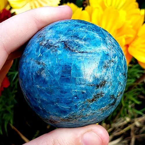 Kék Apatite Csiszolt Gömb Természetes Gyógyító Metafizikai Csakra Kristály Gyógyító Kő Minta - 3