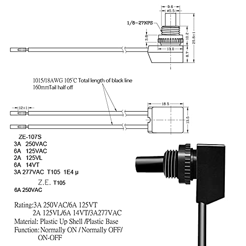 Jifeijidian Nyomógomb Kapcsoló ZING Fül ZE-107S ON-Off 3A 250VAC/6A 125VAC/2A Fény, Vezetékes Nyomja meg a Kapcsoló Készülékek cserealkatrész