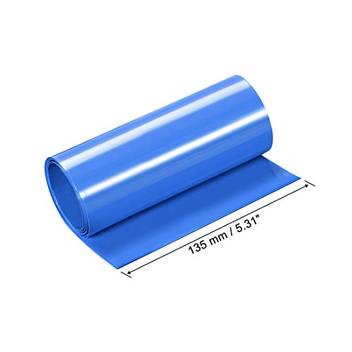uxcell PVC Hő zsugorcső 135mm Lapos Szélesség Pakolás a Dual Layer 1 Méter Kék