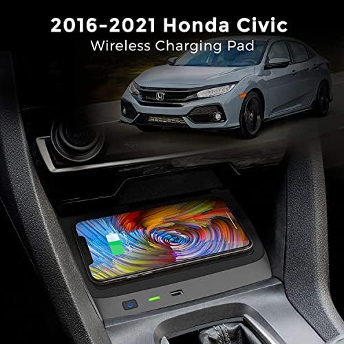 CarQiWireless Vezeték nélküli Töltő Honda Civic -2021 USB Port, Vezeték nélküli Töltés Pad Honda Civic Hatchback Si Coupe R Típusú Kiegészítők