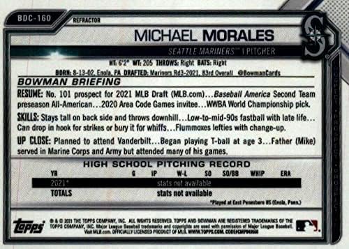2021 Bowman Chrome-Tervezet Refraktor BDC-160 Michael Morales RC Újonc Seattle Mariners MLB Baseball Trading Card