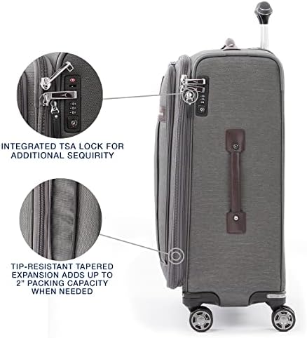 Travelpro Platinum Elite Softside Bővíthető Csomagtér, 8 Kerék Spinner Bőrönd, TSA Zár, Férfiak, mind a Nők, Évjárat Szürke, Megnéztem-Nagy,
