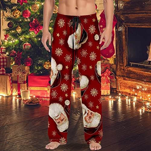 Férfi Karácsony Pizsama Nadrág Magas-Derék Rénszarvas Grafikus Pizsama Hálóruházat Plus Size Húzózsinórral Pizsama Pj Melegítő