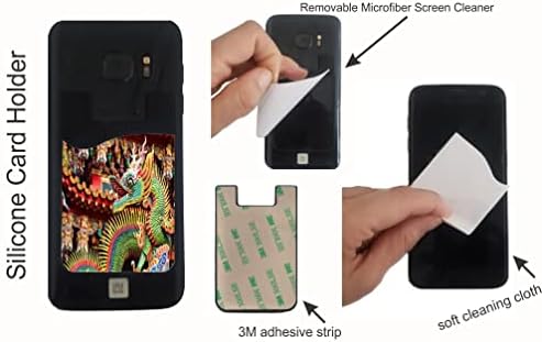 Ázsiai Dekoratív Kínai Sárkány Színes Sárkány Desa Design - Szilikon 3M Ragasztó Hitelkártya Stick-a Pénztárca Tok iPhone/Android Galaxy