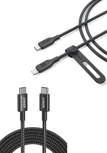 Anker Új Nylon USB-C-USB-C Kábel 100W 10ft USB-C-Lightning Kábel, 541 Bio-Nylon Kábel (Fantom Fekete, 6ft)