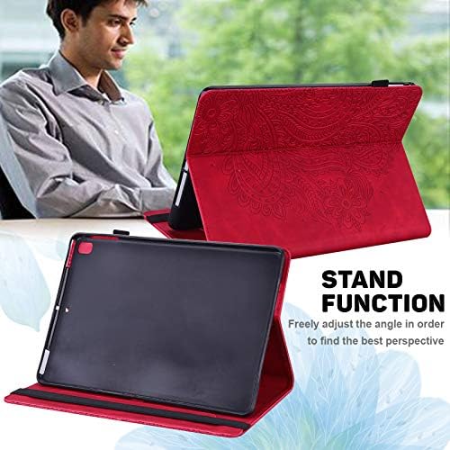 ShinyCase Piros Paisley Mintás Virág PU Bőr Flip Tablet Esetében Kindle Paperwhite 11 Gen 2021,Állj Ütésálló védőburkolatot