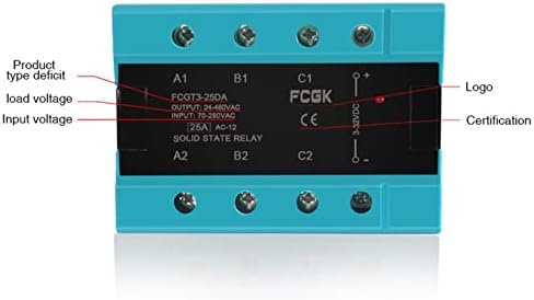 BGLH DA Három Fázis Szilárdtest Relé 25A 40A 100A DC AC 3 Fázis SSR 3-32V DC Vezérlés 24-480V (Szín : DC Vezérlés AC, Méret : 100A)