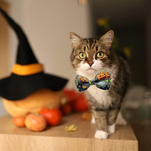 Pohshido 2 Csomag Halloween Macska Csokornyakkendőt, Nyakörv, Bell, Halloween Ünnep Kitty Cica Nyakörvek, a Fiúk, a Lányok, a Hímek