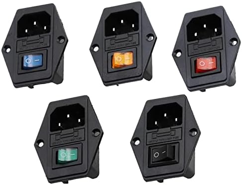 LIUGOU 1set 10A 250V Modul Plug Rocker Kapcsoló Férfi Csatlakozóaljzatba 3 Pin IEC320 C14 Kapcsoló Biztosíték (Szín : 3)