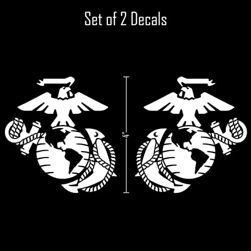 Decalcomania Egyesült Államok tengerészgyalogságának EGA Sas Globe & Horgony Vinyl Matricák - Készlet 2 4 Fehér USMC Jelkép