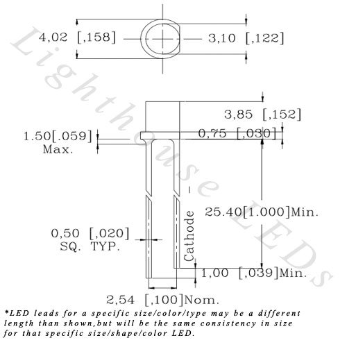 3mm Szórt Lapos Tetején Széles Szög Kék LED - Széles Látószögű (Csomag 1000)