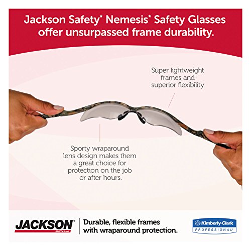 Jackson Biztonsági V30 Nemesis Füst Tükör Lencse Biztonsági Védőszemüveget Fekete Keret