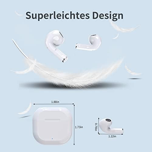 Togetface Fehér Vezeték nélküli Fülhallgató, Bluetooth 5.1 Fülhallgató, Hi-Fi Sztereó Fejhallgató Mikrofonnal, valamint