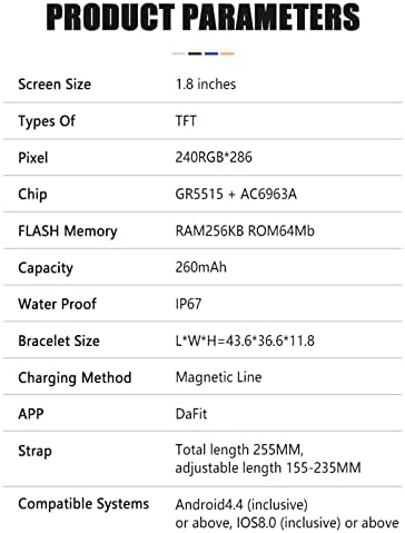 Intelligens Karóra, 1,8 Hüvelykes HD Teljes Képernyő Érintése Smartwatch Fitness Karóra Hívás/Szöveg/pulzusszám (Kék)