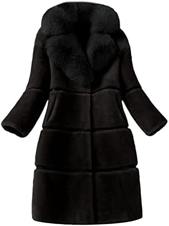PRDECEXLU Hosszú Ujjú Főiskola Plus Size Kabátok Női Szép Téli Vastag Zsebében V-Nyak Kardigán Meleg, Laza egyszínű