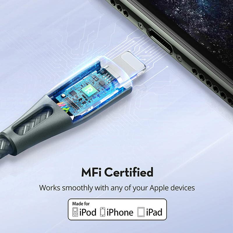 DrevTech USB-C-Lightning Kábel (Fekete, 3ft), Mpi Hiteles, Szilikon Gyors Töltés Kábel Apple iPhone 14 14 Pro 13-As Pro 13