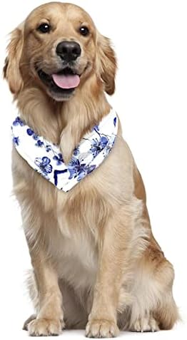 2 Db Kutya Kendő, Akvarell Kék cseresznyevirág Tér Kutya Sál Kendő Állítható, Puha Pet Háromszög Előke Közepes testű Kutyáknak
