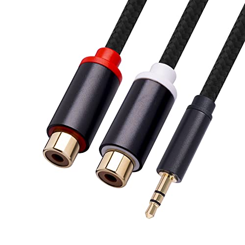 3,5 mm-es Férfi-2 RCA Női Jack Sztereó Audio Kábel Y Adapter, Aranyozott Piros-Fehér Fejhallgató Kábel-Kompatibilis iPhone, iPod, iPad