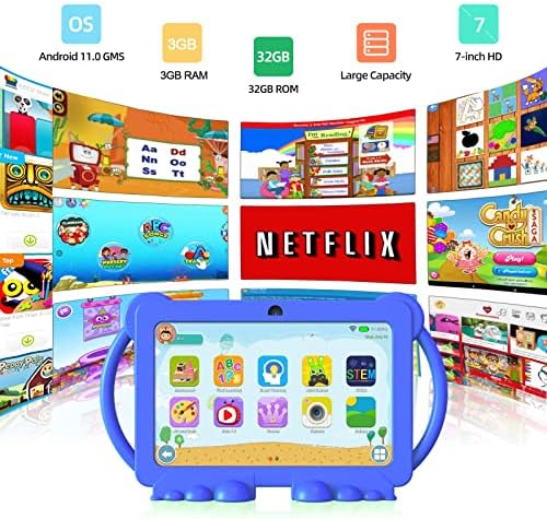ÉSZAK-BISON Gyerekek Tablet, 7 hüvelykes Android 11.0 Tablet Gyerekeknek, 3 GB, 32 gb-os Kisgyermek Tablet Bluetooth, WiFi, GMS, Szülői felügyelet,