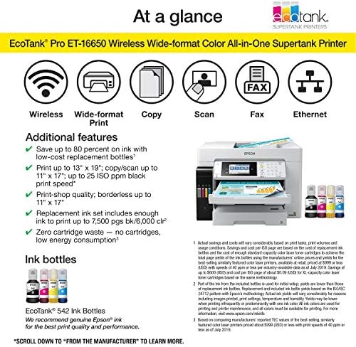 Epson EcoTank Pro ET-16650 Vezeték nélküli Széles Formátumú Színes multifunkciós super tartályból Nyomtató Scanner, Másoló, Fax, Ethernet