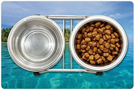 Lunarable Trópusi Pet-Mat Élelmiszer, Víz, Fotó Huahine Szigeten, ahol a pálmafák Erdő Csendes-Óceán Egzotikus tengeri kilátás, Téglalap Csúszásmentes