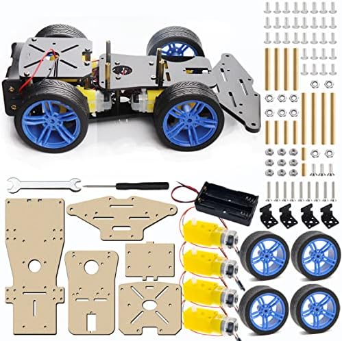 az Arduino Robot Autóskészlet, LK COKOINO 4WD Okos Robot Autó Futómű Készlet, Motorok, Kerekek, Akkumulátor Esetében Arduino / Raspberry pi