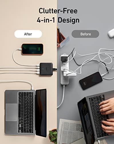 Anker USB-C Töltő, 543 (65W II.), PIQ 3.0 & GaN 4-Port Slim Gyors Fali Töltő Dual USB-C Port (45W Max), MacBook, Laptop,