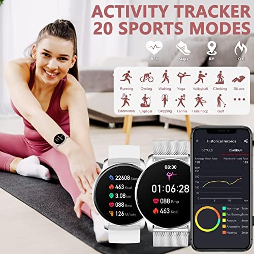 Erkwei Okos Órát, a Nők(Hogy/Válasz Hívás) Fitness Tracker pulzusszám Aludni Monitor Lépésszámláló Vízálló Smartwatch Android