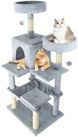 Macska Fa, Hat-Tier Macska Torony,Macska Lakás, illetve Ház Beltéri macska, Keret Platform Ágyban Velúr, valamint Sisal-Fedett sarkú, Kényelmes