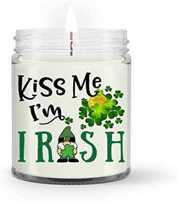 Csókolj meg, Ír vagyok, Üveg Gyertya, Ajándék Barátom, Házavató, a St. Patrick Napi Dekoráció (Zöld Tea - 8 uncia)