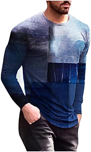BEIBEIA Bohém Felsők Férfi, Ősszel Szüreti 3D Bohém Nyomtatott Sleeve Alapvető pólók Alkalmi Pulóver Sportos Póló