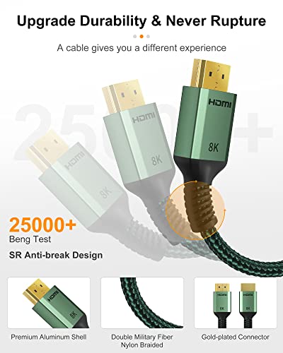 BATBI 8K HDMI 2.1 Kábel 1.5 F/0.45 M 48gbps 8k@60Hz、4K@120Hz Ultra High Speed HDMI eARC Kábel HDCP2.2/2.3 HDR10 3D-s,Kompatibilis a Dolby Látás