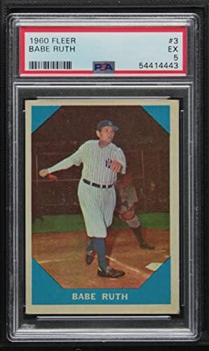 1960 Fleer 3 Babe Ruth New York Yankees (Baseball Kártya) PSA a PSA 5.00 Yankees